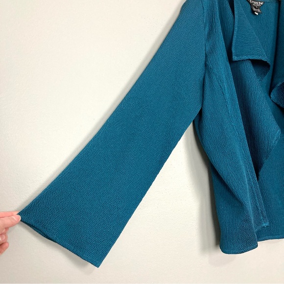 Citron Silk Draping Cardigan Women’s Size S Open Front Long Sleeves Lightweight - Picture 3 of 7